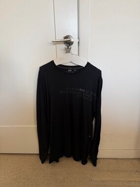 BOSS Black Long-Sleeve Crewneck with Subtle Logo Detail